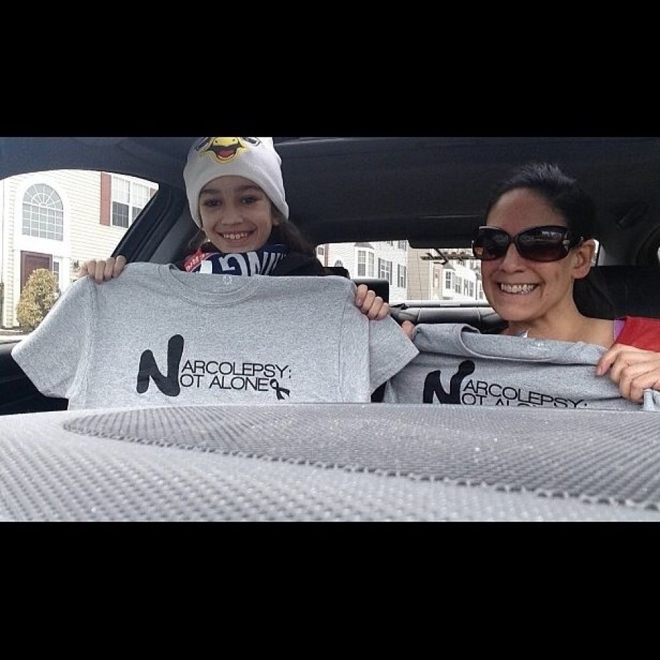 Caitlyn so excited her mom got the narcolepsy not alone shirts for narcolepsy awareness!