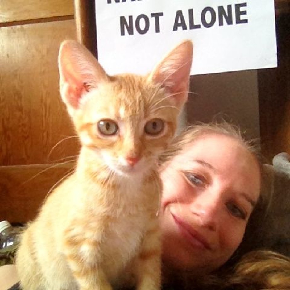 Leslie with foster kitten – Kansas